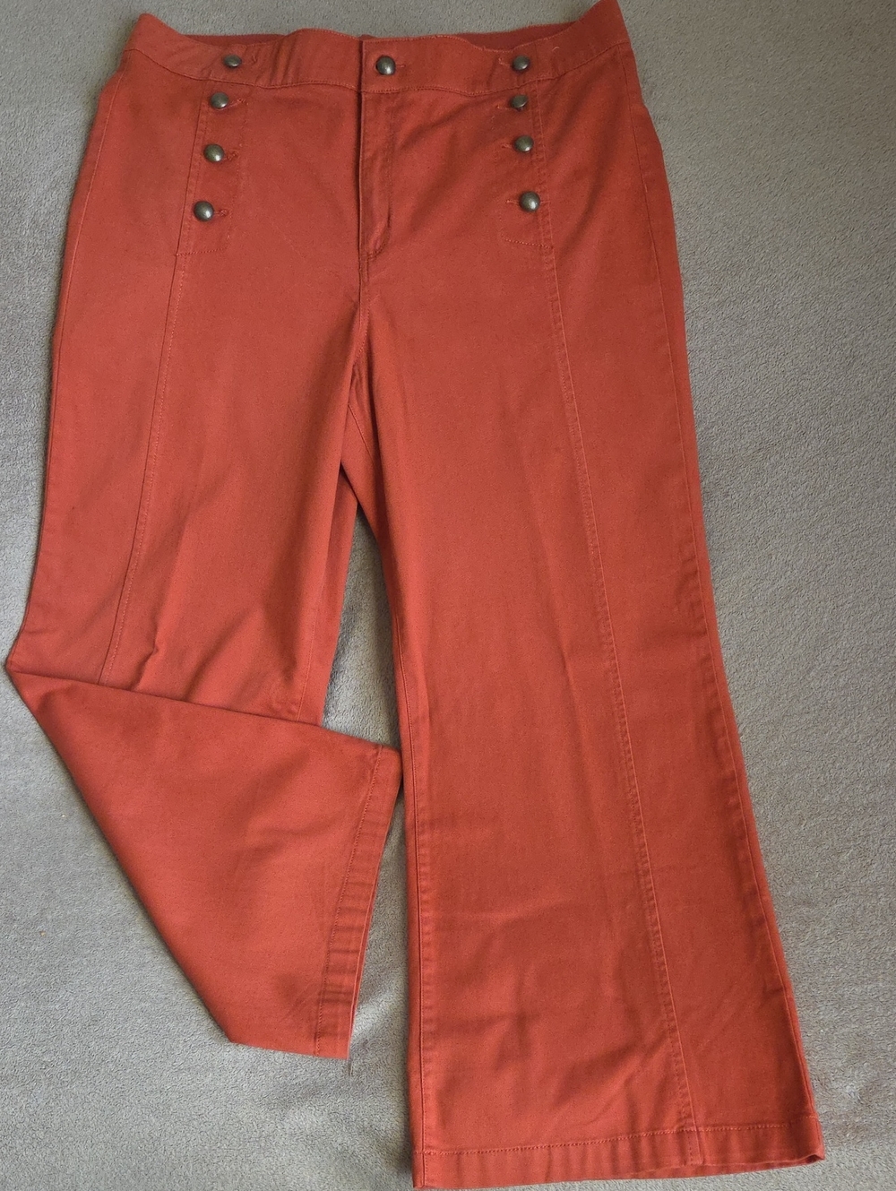 St. John's Bay Rust Orange Wide-Leg Jeans with Sailor Buttons